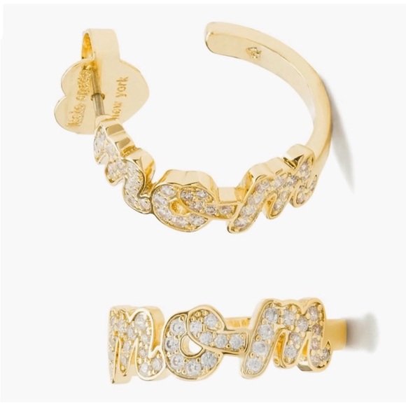 kate spade Jewelry - ‼️SOLD‼️ NWT Kate Spade Hoop Earrings “MOM” spelled in cursive
